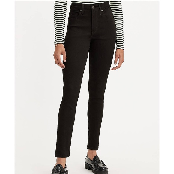 Levi’s 721 High Rise Skinny Black Denim Jeans Size 26W NEW - Picture 1 of 7